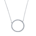14K Large Solid Gold and Diamond Open Circle Necklace - Reeves & Reeves