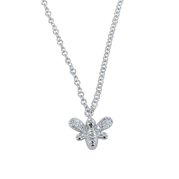 14K Solid Gold and Diamond Bee Necklace - Reeves & Reeves