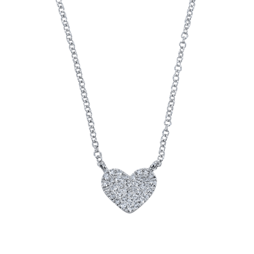 14K Solid Gold and Diamond Heart Necklace - Reeves & Reeves