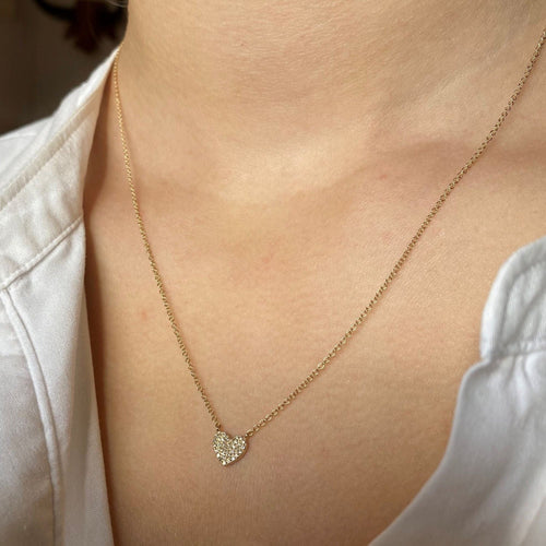 14K Solid Gold and Diamond Heart Necklace - Reeves & Reeves