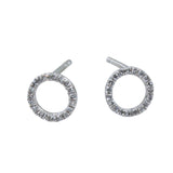 14K Solid Gold and Diamond Open Ring Stud Earrings - Reeves & Reeves