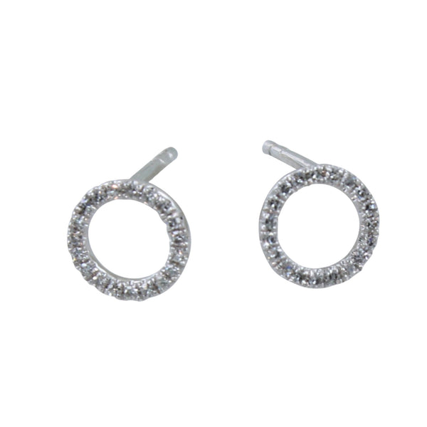 14K Solid Gold and Diamond Open Ring Stud Earrings - Reeves & Reeves