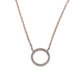 A 14k solid gold ring necklace, encrusted with diamonds and hung on a solid gold chain.
