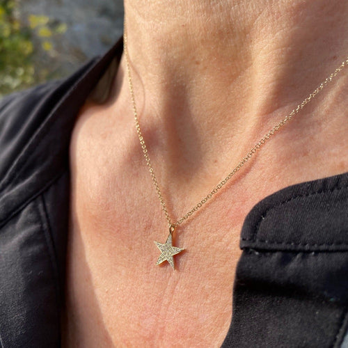 14K Solid Gold and Diamond Star Necklace - Reeves & Reeves