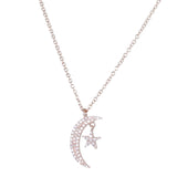 14K Solid Gold Diamond Moon and Star Necklace - Reeves & Reeves