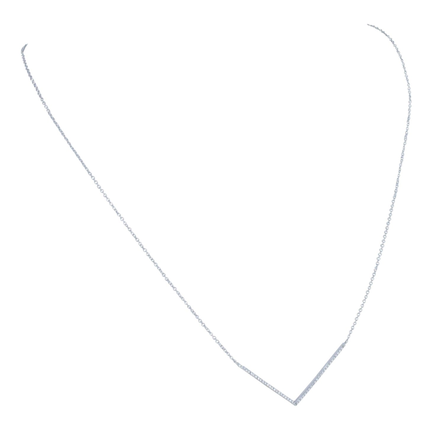 14K Solid White Gold Diamond Arrow Necklace - Reeves & Reeves