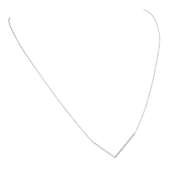 14K Solid White Gold Diamond Arrow Necklace - Reeves & Reeves