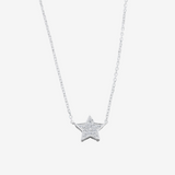 Sterling Silver Edged CZ Star Necklace