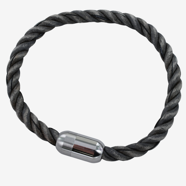 Bond Leather and Stainless Steel Bracelet Grey