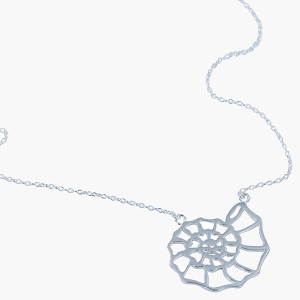 Ammonite Silhouette Sterling Silver Necklace - Reeves & Reeves