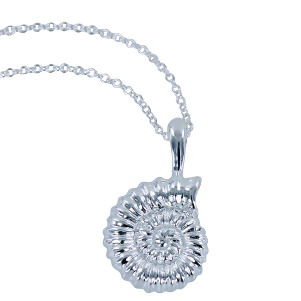 Ammonite Sterling Silver Pendant Necklace - Reeves & Reeves