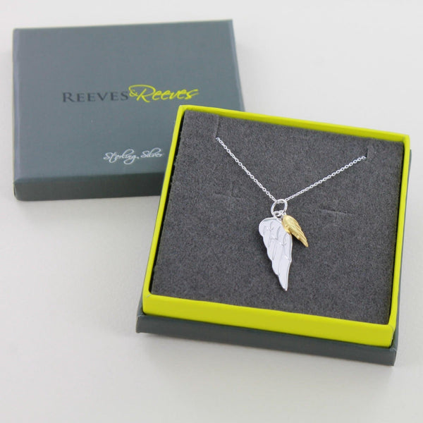 Angel Wings Sterling Silver and Gold Necklace - Reeves & Reeves