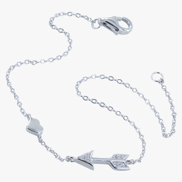 Arrow and Heart Pavé Sterling Silver Bracelet - Reeves & Reeves
