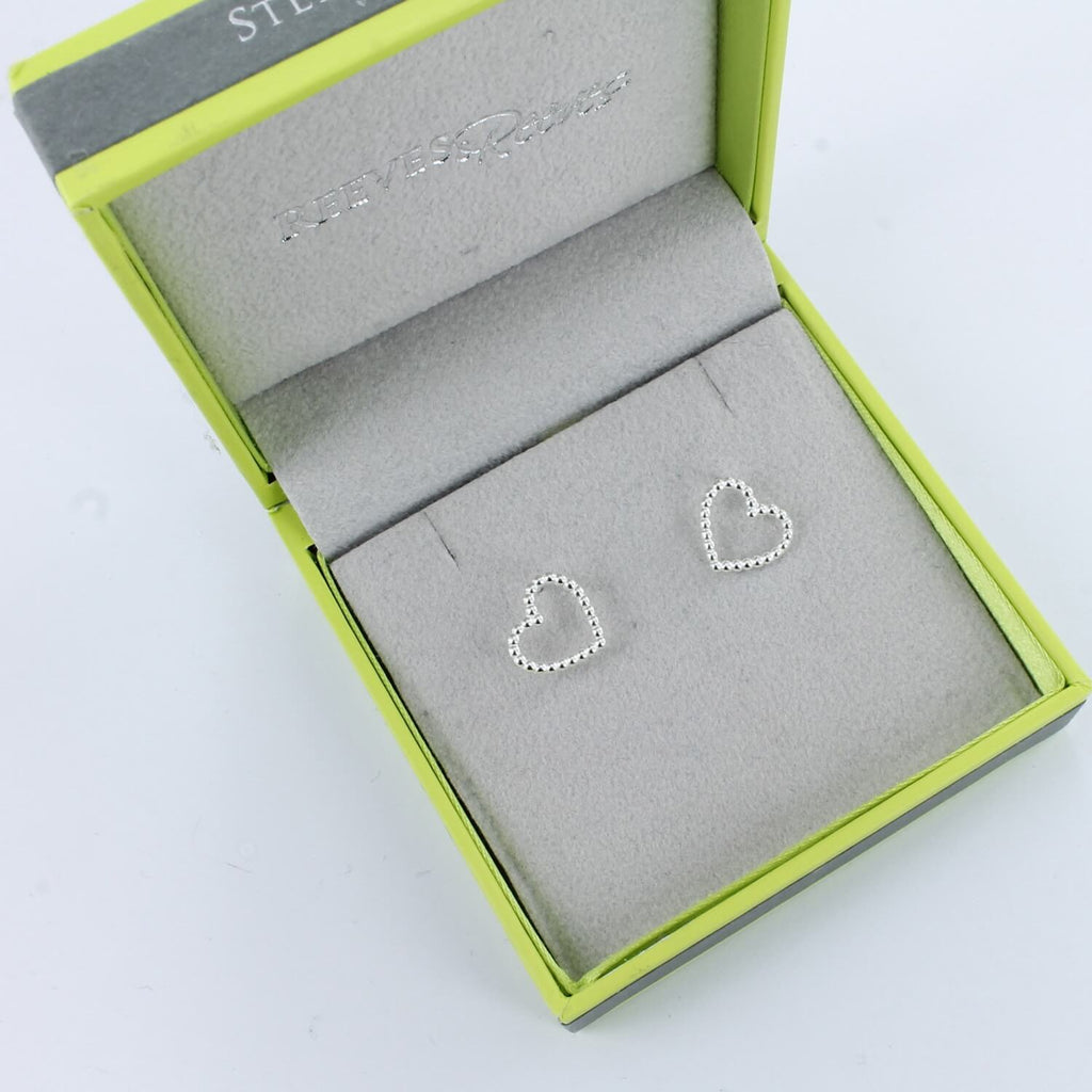 Beaded Heart Stud Earrings - Reeves & Reeves