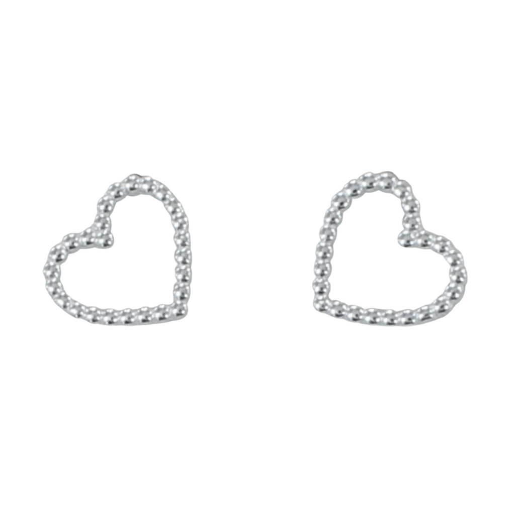 Beaded Heart Stud Earrings - Reeves & Reeves