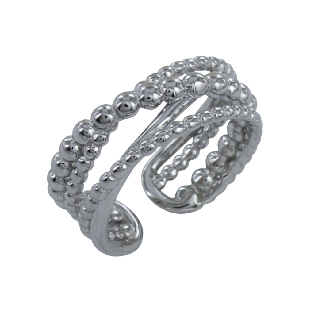 Beaded Three Line Ring - Reeves & Reeves