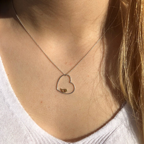 Bird In a Heart Necklace - Reeves & Reeves