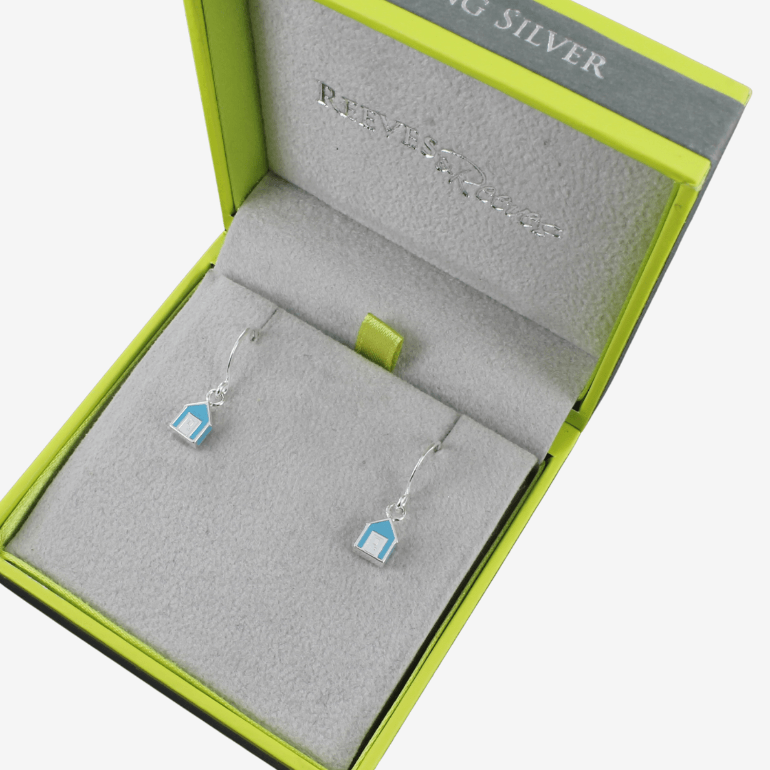 Blue Beach Hut Sterling Silver and Enamel Earrings - Reeves & Reeves