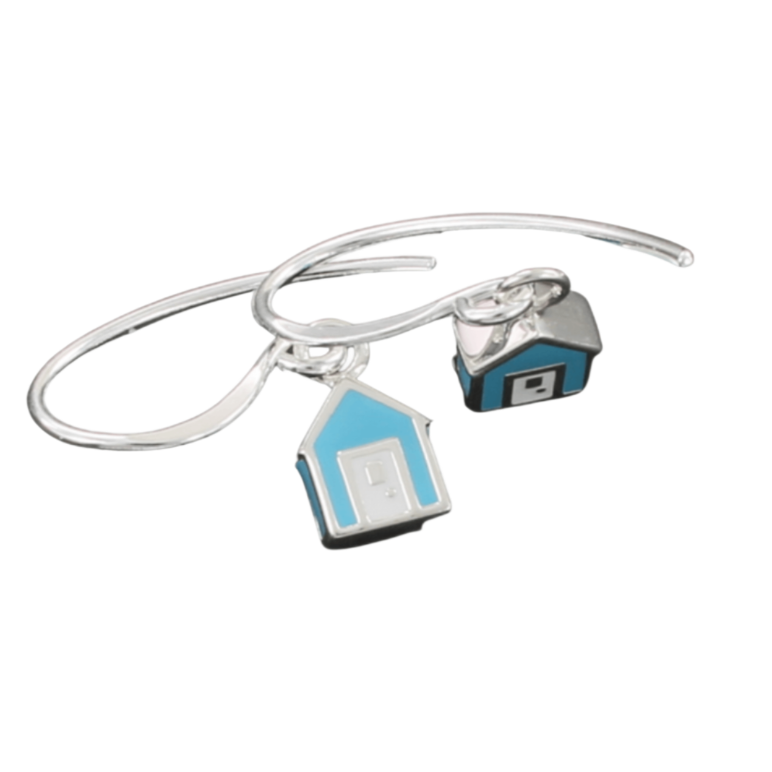 Blue Beach Hut Sterling Silver and Enamel Earrings 