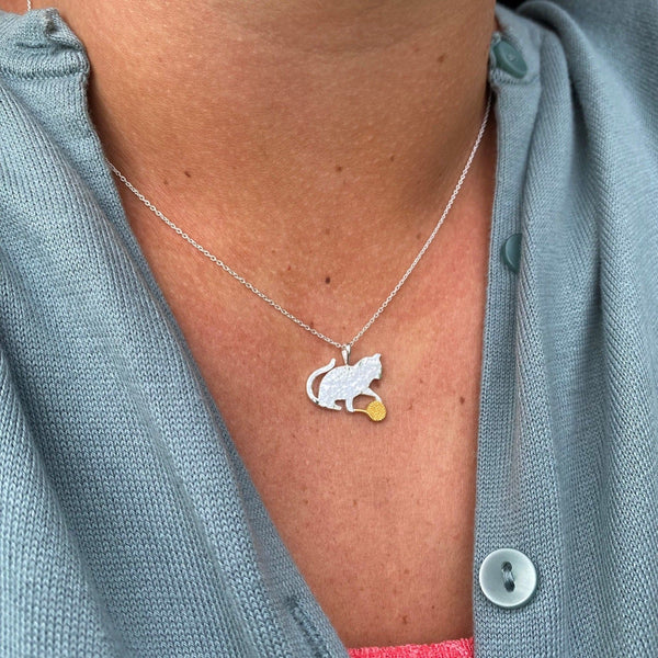 Cat and Wool Sterling Silver Necklace - Reeves & Reeves