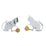Cat and Wool Sterling Silver Stud Earrings - Reeves & Reeves