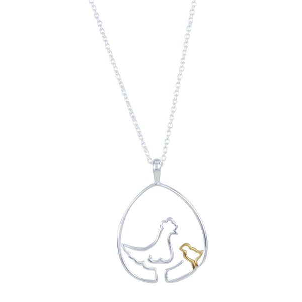 Chicken and Chick Sterling Silver Necklace - Reeves & Reeves