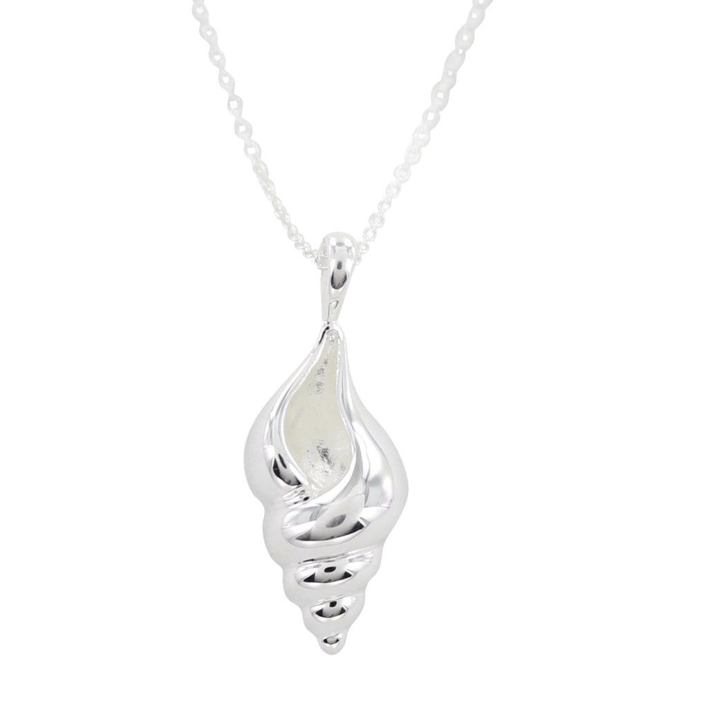Silver conch shell necklace deals