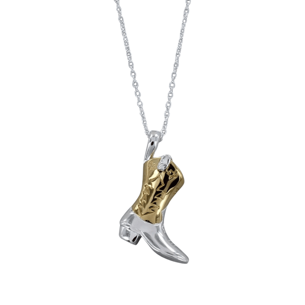 Cowboy Boot Necklace in Silver and Gold Plate - Reeves & Reeves