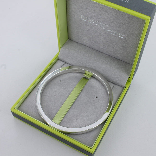 Cube Sterling Silver Shine Bangle - Reeves & Reeves