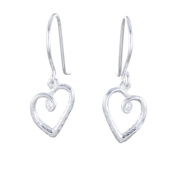 Curly Heart Earrings in Sterling Silver - Reeves & Reeves