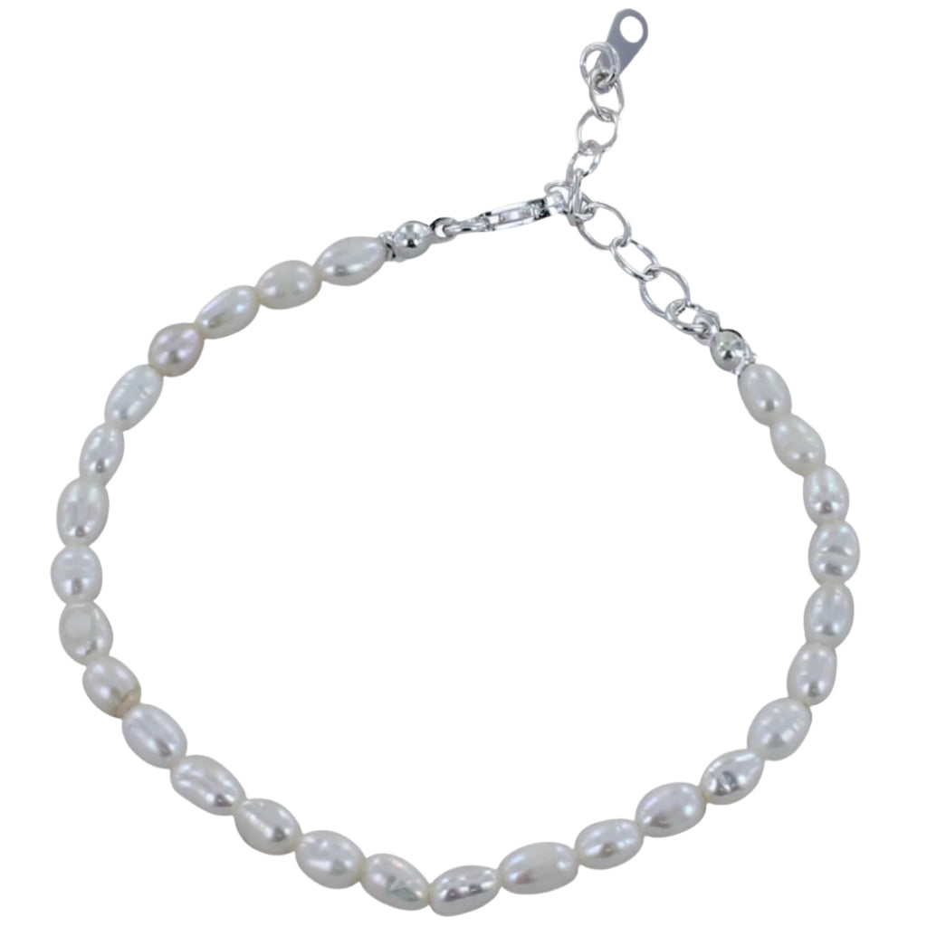 Dainty White Natural Pearl Bracelet - Reeves & Reeves