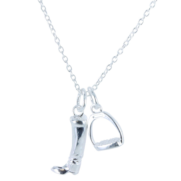 Detailed Sterling Silver Boot and Stirrup necklace - Reeves & Reeves