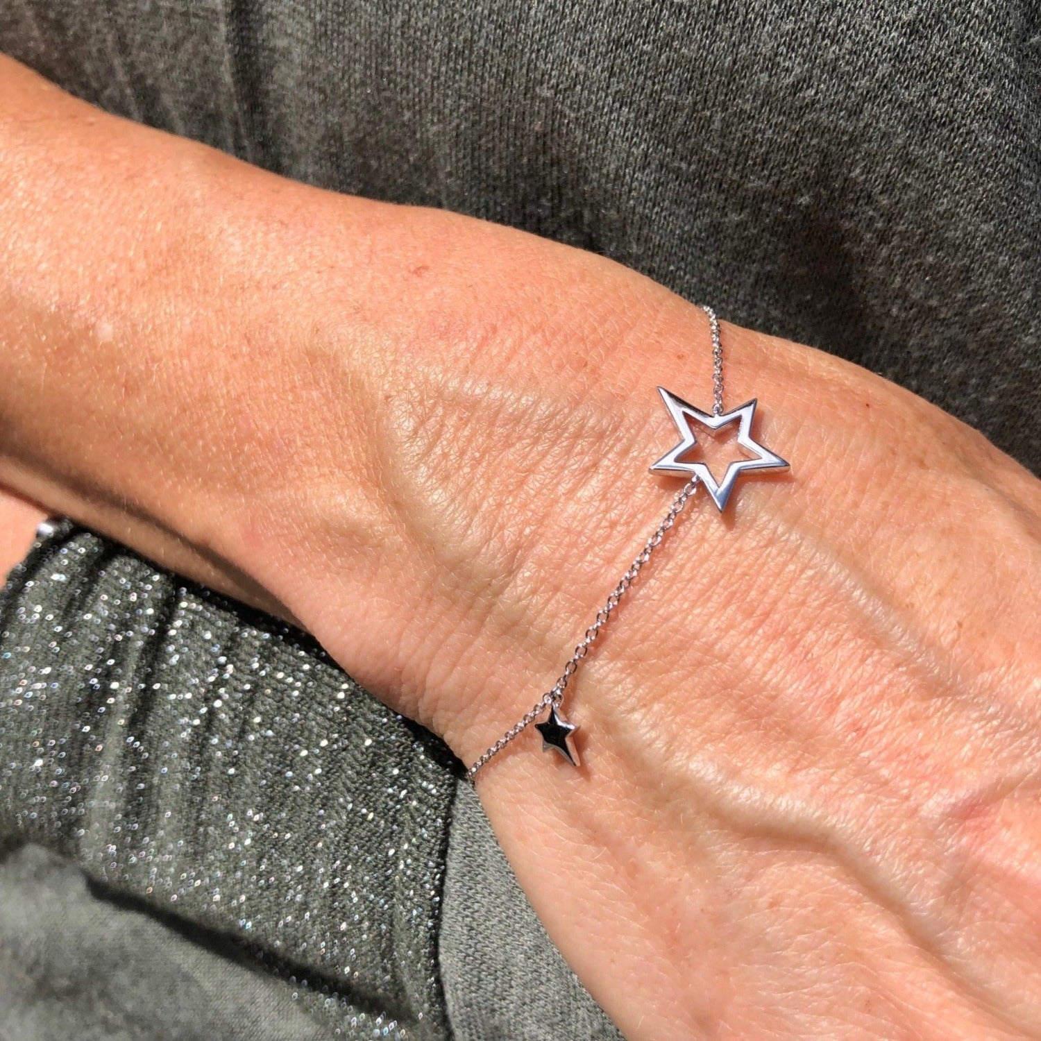 Duet Star Sterling Silver Adjustable Bracelet - Reeves & Reeves