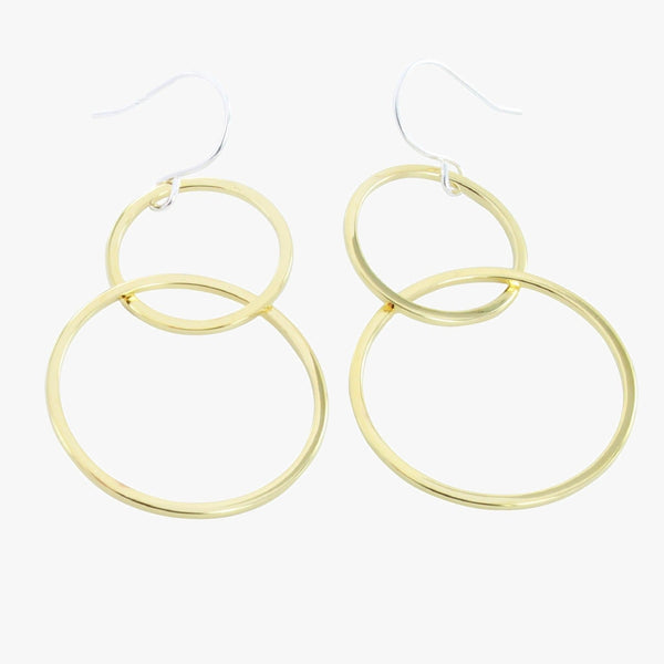 Eclipse Double Rings Sterling Silver and Gold Plated Earrings