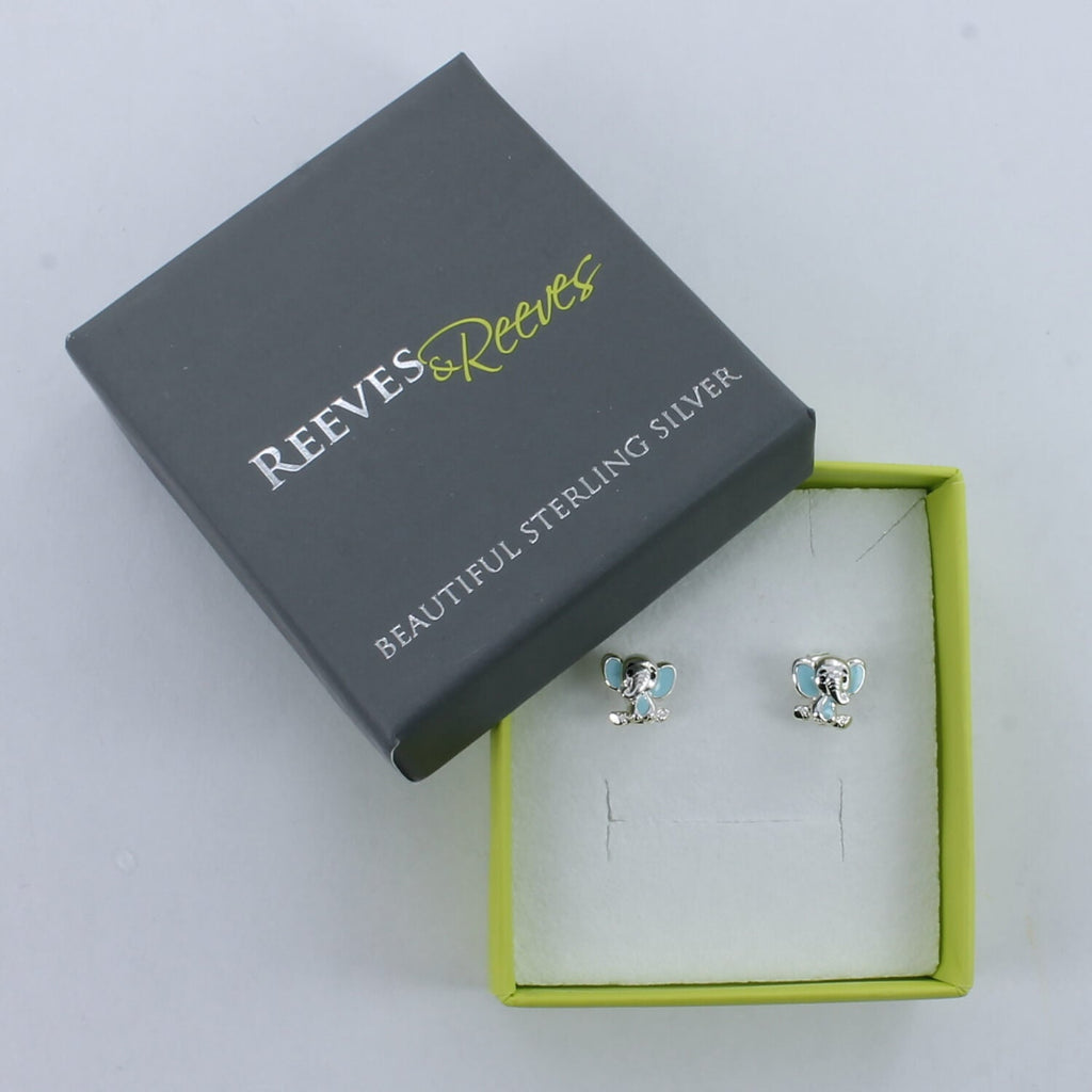 Enamel Elephant Stud Earrings - Reeves & Reeves