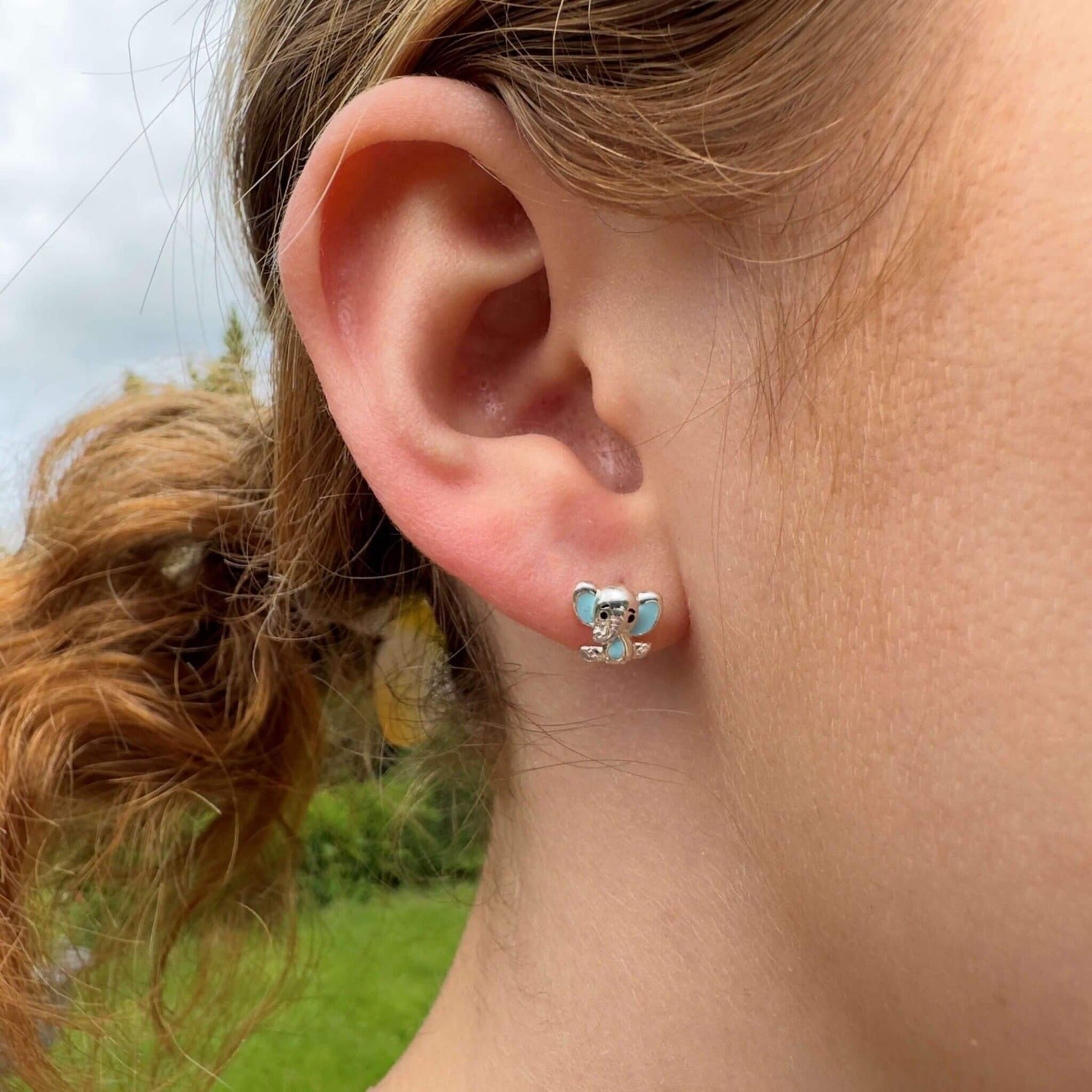 Enamel Elephant Stud Earrings - Reeves & Reeves