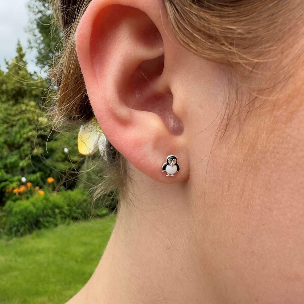 Enamel Penguin Stud Earrings - Reeves & Reeves