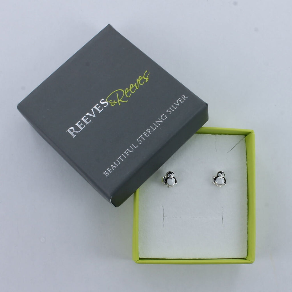 Enamel Penguin Stud Earrings - Reeves & Reeves