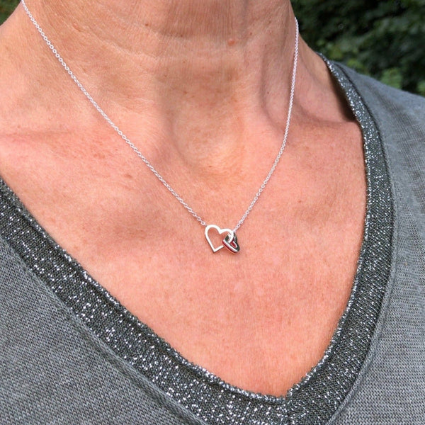 Entwined Hearts Sterling Silver and Rose Gold Necklace - Reeves & Reeves
