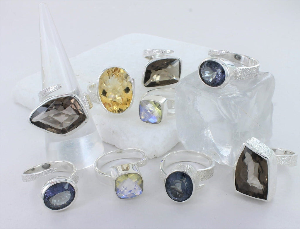 Exclusive Rainbow Moonstone Cocktail Rings - Reeves & Reeves