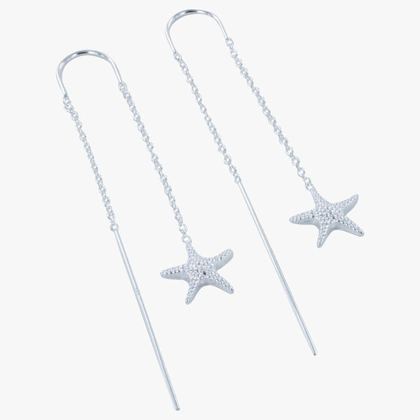 Falling Starfish Earrings in Sterling Silver - Reeves & Reeves