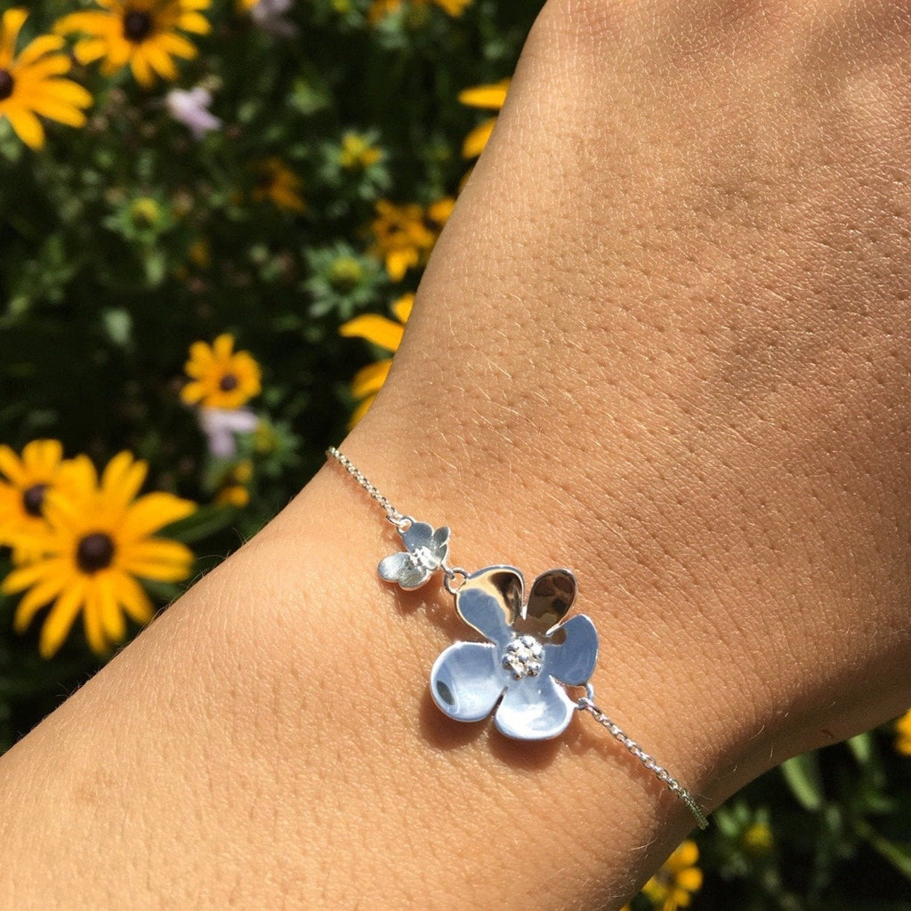 Sterling silver flower on sale bracelet