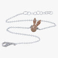 Rose gold plated Hare head on a fine silver chain with lobster clasp and adjustable feature.