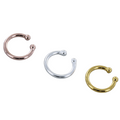 Three singular ear cuffs, one sterling silver and one with 18ct rose or yellow gold plated.