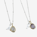 Labradorite Necklace in Gold with Sterling Silver initial - Reeves & Reeves