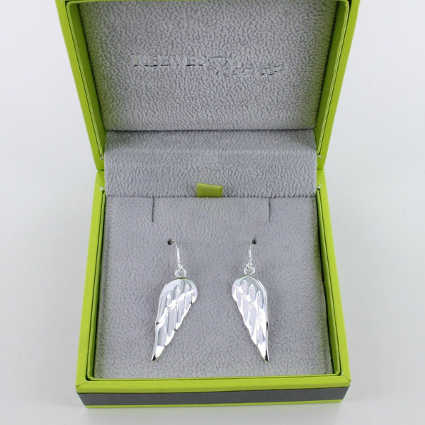 Large Angel Wings Sterling Silver Hook Earrings - Reeves & Reeves