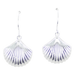 Large Scallop Shell Sterling Silver Drop Earrings - Reeves & Reeves