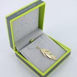 Large Sterling Silver Feather Drop Necklace - Reeves & Reeves