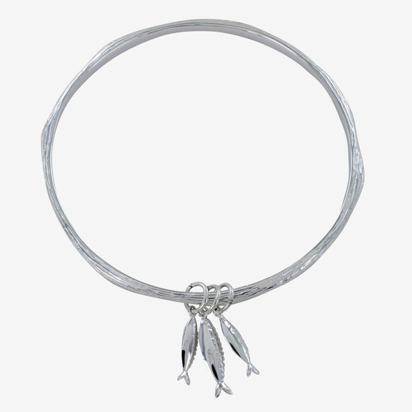 Little Fishes Sterling Silver Bangle - Reeves & Reeves