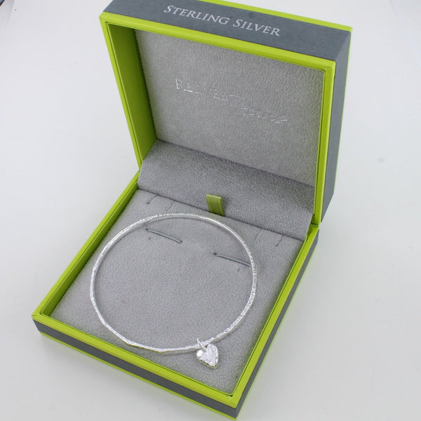 Melting Heart Sterling Silver Charm Bangle - Reeves & Reeves